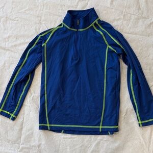 L.L. Bean Kids Blue and Green Long Sleeve Shirt / Long Underwear (Quarter Zip)